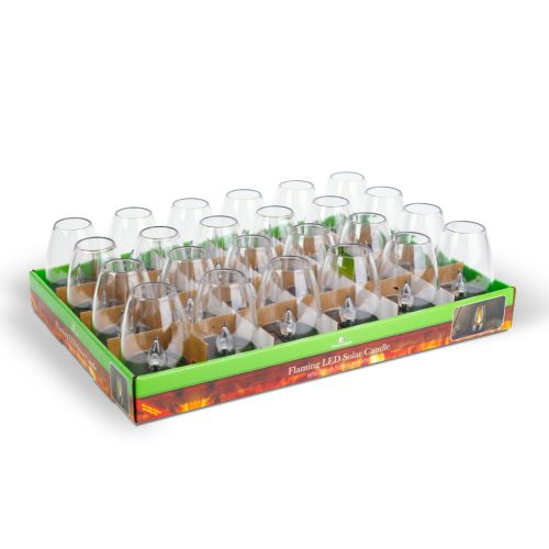 Napelemes lámpa lángeffekttel - 1 melegfehér LED - 6 x 9 cm