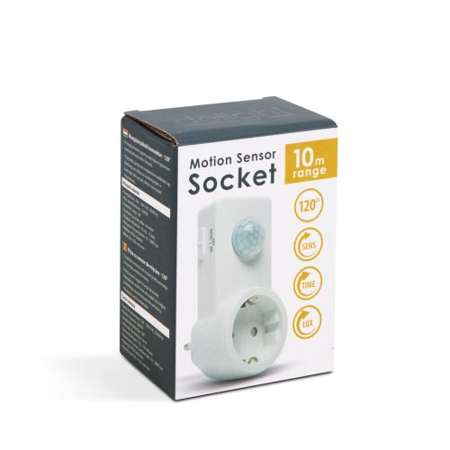 Mozgásérzékelő konnektor - 120° - max 10 m - max 1200W - Beltéri