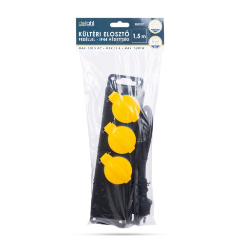 Kültéri Hosszabbító Elosztó 3 db aljzattal - IP44 - 3 x 1,50 mm² - 1.5 m