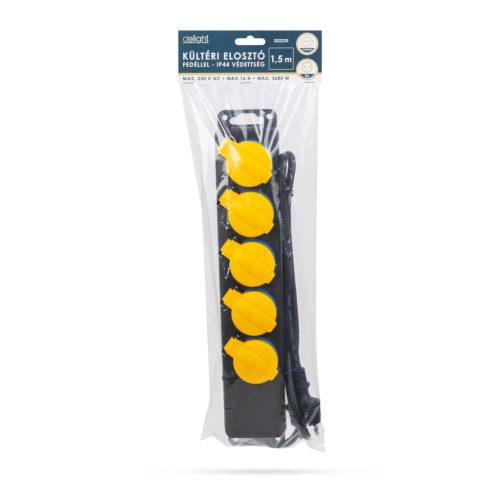 Kültéri Hosszabbító Elosztó 5 db aljzattal - IP44 - 3 x 1,50 mm² - 1.5 m