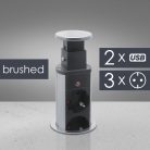 Süllyeszthető elosztó 3 aljzat - 2db USB port - Szálcsiszolt