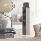 Süllyeszthető elosztó 3 aljzat - 2db USB port - Szálcsiszolt