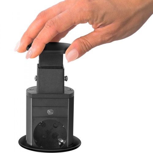 Süllyeszthető elosztó 3 aljzat - 2db USB port - Matt Fekete