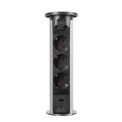 Motoros Süllyeszthető Rejtett Elosztó - USB / USB-C töltő - Ezüst