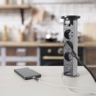 Motoros Süllyeszthető Rejtett Elosztó - USB / USB-C töltő - Ezüst