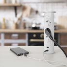 Motoros Süllyeszthető Rejtett Elosztó - USB / USB-C töltő - Fehér