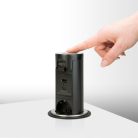  Motoros Süllyeszthető Rejtett Elosztó - Touch Controll - USB / USB-C töltő  - Fekete