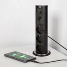  Motoros Süllyeszthető Rejtett Elosztó - Touch Controll - USB / USB-C töltő  - Fekete