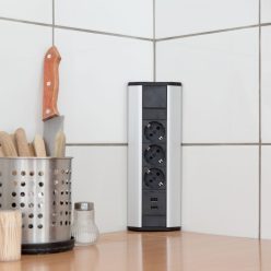 Sarokelosztó 3-as - 2 x USB - Alumínium ház