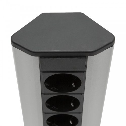 Sarokelosztó 3 aljzattal - 2 x USB - Alumínium ház