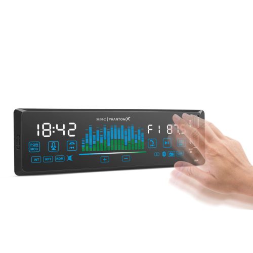 MNC PhantomX Fejegység - 1 DIN - 4 x 50 W - gesztusvezérlés - BT - MP3 - AUX - USB