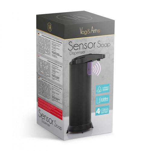 Automata szappanadagoló - Szabadon álló -  Matt Fekete - Fém