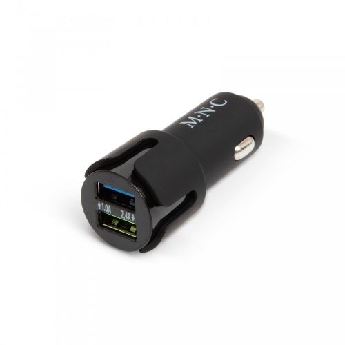 M.N.C. Autós szivargyújtó töltő - 2 USB aljzat - Fekete