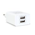 Delight fehér hálózati adapter két USB porttal 
