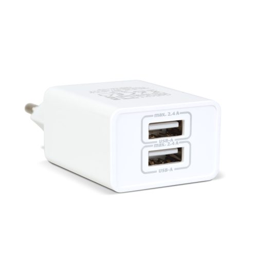 Delight fehér hálózati adapter két USB porttal 