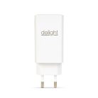 Delight 65W PD és QC 3.0 gyorstöltő adapter fehér színben