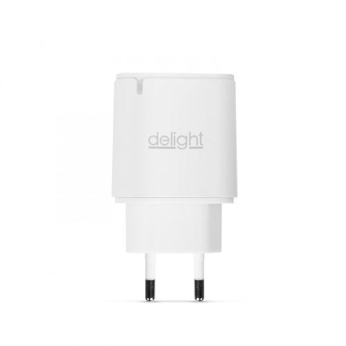 Delight hálózati USB-C gyorstöltő 20W PD - LED visszajelzés - Fehér