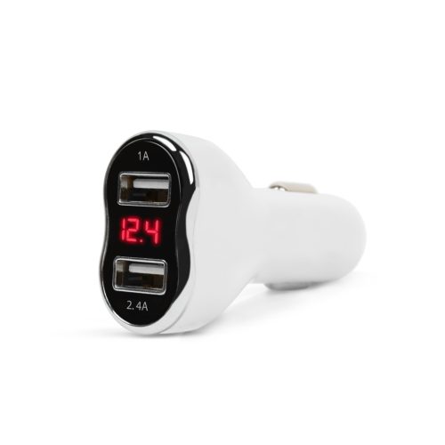 Autós szivargyújtó töltő feszültségmérővel - 2 x USB port