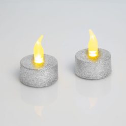 LED teamécses ajándék elemmel - Ezüst - 2 db