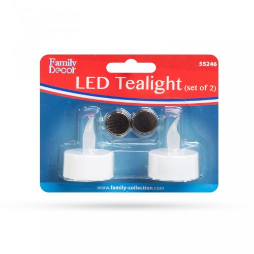 LED teamécses ajándék elemmel - Fehér - 2 db