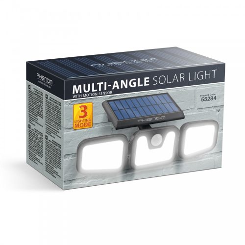 Napelemes mozgásérzékelős LED reflektor - 3 forgatható COB led - 3 funkció