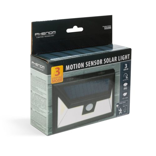 Napelemes Mozgásérzékelős Fali Lámpa - 3 COB LED