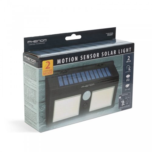 Napelemes Fali Lámpa - COB LED - 2 üzemmód - Mozgásérzékelő