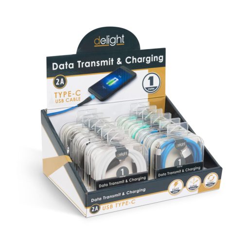 Delight USB-C - USB Szilikon Kábel - 2,1A - 1m