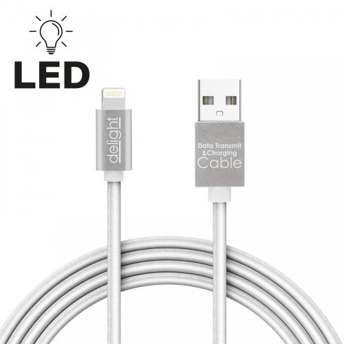 Delight iPhone Lightning USB kábel - LED világítás - fehér - 1 m