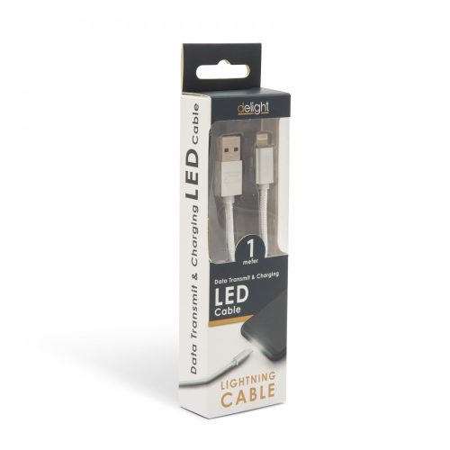 Delight iPhone Lightning USB kábel - LED világítás - fehér - 1 m