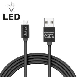 Delight Ledes Micro USB Kábel Fekete - 1A - 1m