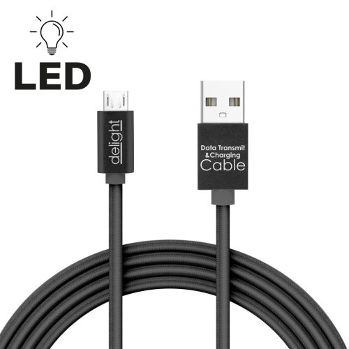 Delight Ledes Micro USB Kábel Fekete - 1A - 1m