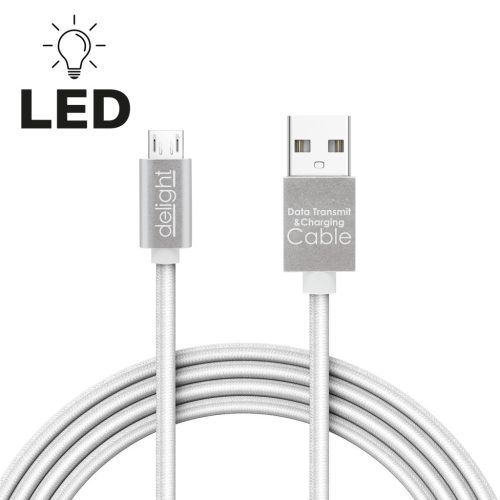 Delight Ledes Micro USB Kábel Fehér - 1A - 1m