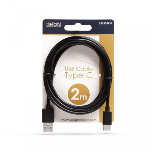 Delight USB-C kábel - fekete - 2 m