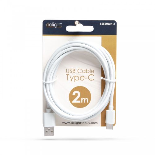 Delight USB-C kábel - fehér - 2 m