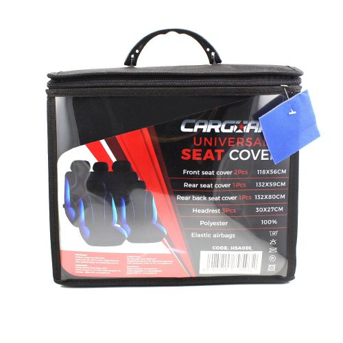 Autós üléshuzat HSA001 - kék / fekete - 9 db-os