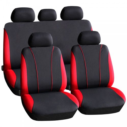 Autós üléshuzat HSA002 - piros / fekete - 9 db-os