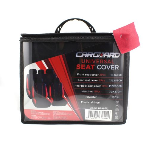 Autós üléshuzat HSA002 - piros / fekete - 9 db-os