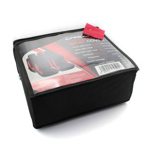 Autós üléshuzat HSA002 - piros / fekete - 9 db-os