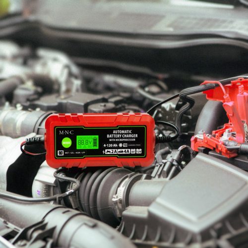 Autó akkumulátor töltő Automata 6V / 12V - 2 A / 4 A - Lítium-Vasfoszfát LiFePO4