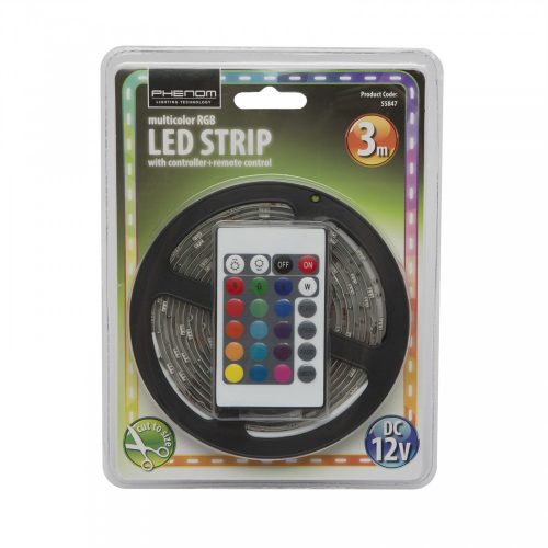 Phenom RGB LED szalag - Távirányító - Tápegység - 3 m