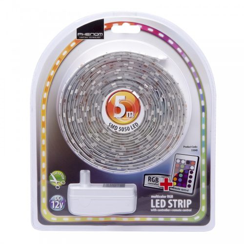 Phenom RGB LED szalag IP65 - Távirányító - Tápegység - 5 m