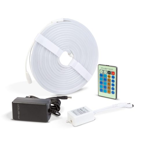 Neon LED szalag - Melegfehér - 5 m - Tápegység - Távirányító - 6W/m