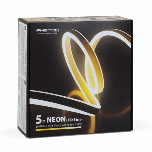 Neon LED szalag - Melegfehér - 5 m - Tápegység - Távirányító - 6W/m