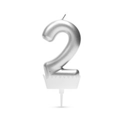 Számgyertya Ezüst - 6 x 3 cm - 2