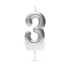 Számgyertya Ezüst - 6 x 3 cm - 3