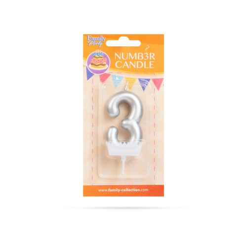 Számgyertya Ezüst - 6 x 3 cm - 3