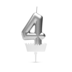 Számgyertya Ezüst - 6 x 3 cm - 4