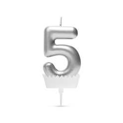Számgyertya Ezüst - 6 x 3 cm - 5