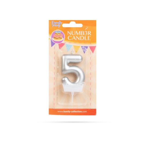 Számgyertya Ezüst - 6 x 3 cm - 5